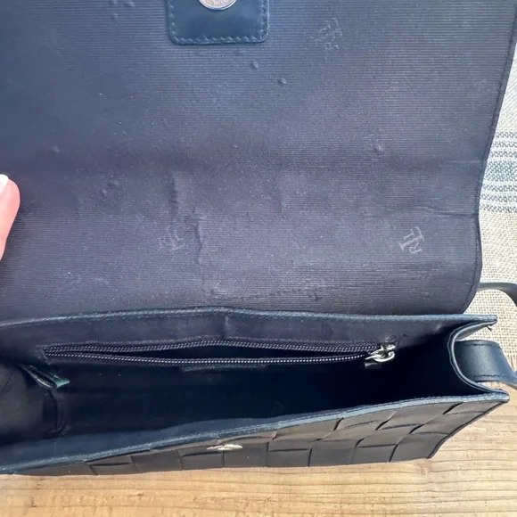 Lauren Ralph Lauren Black Woven Leather Shoulder Bag - Picture 5 of 6